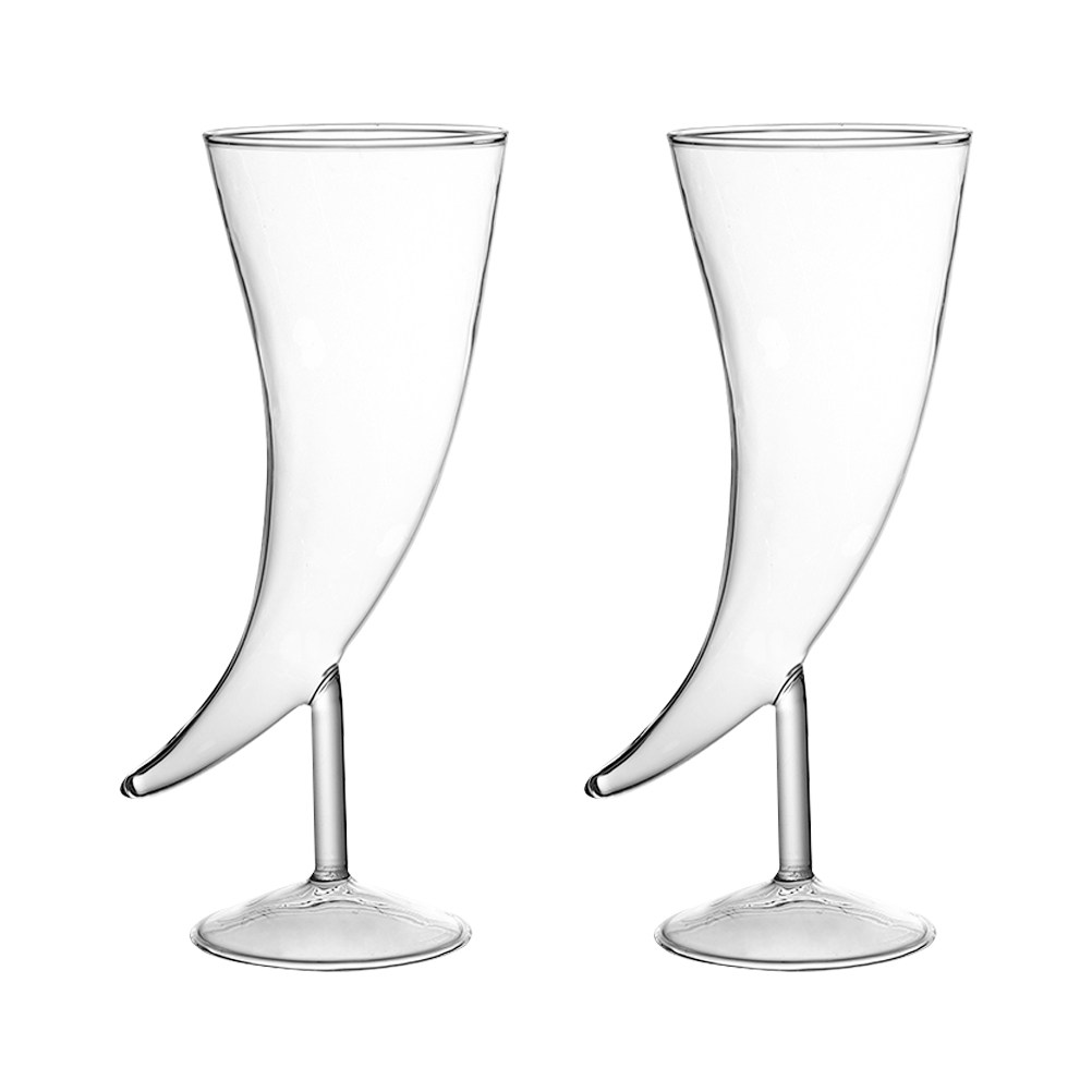 Home Bar Set - ชุดแก้วค็อกเทลทรงเขาควาย 2 ชิ้น แก้วคุณภาพพรีเมียม สำหรับไวน์แดงและค็อกเทล ใช้ในงานแต่งงาน